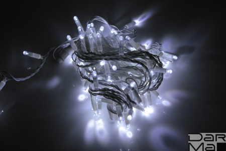 LED-PLS-100-10M-240V-W/W-F-W/O, Белая/белый флэш на бел.пр., соед.(без силового шнура) С КОЛПАЧКОМ
