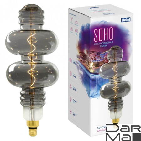 Лампа светодиодная филаментная Uniel E27 5W 2250K серая LED-SF42-5W/Soho/E27/CW Chrome/Smoke GLS77CR UL-00005922