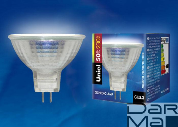 Лампа галогенная Uniel GU5.3 50W прозрачная JCDR-50/GU5.3 00485