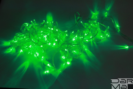 LED-PLS-100-10M-24V-G/С-W/O, зеленый/прозрачный провод, соединяемая (без силового шнура) С КОЛПАЧКОМ