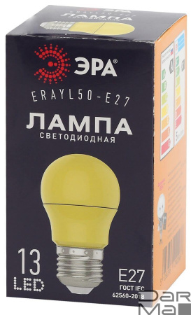 Лампа светодиодная ЭРА E27 3W 3000K желтая ERAYL50-E27 Б0049581