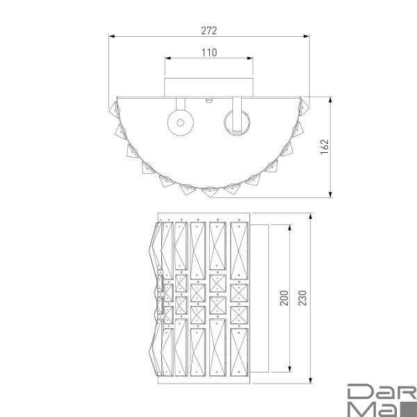 Настенный светильник Eurosvet Lory 10125/2 золото/прозрачный хрусталь Strotskis (10116/2)