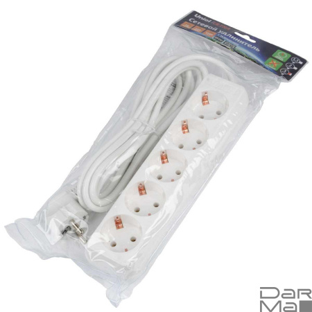Удлинитель Uniel Ultra 5гн х 3м с/з S-GCU5-3 White UL-00010008