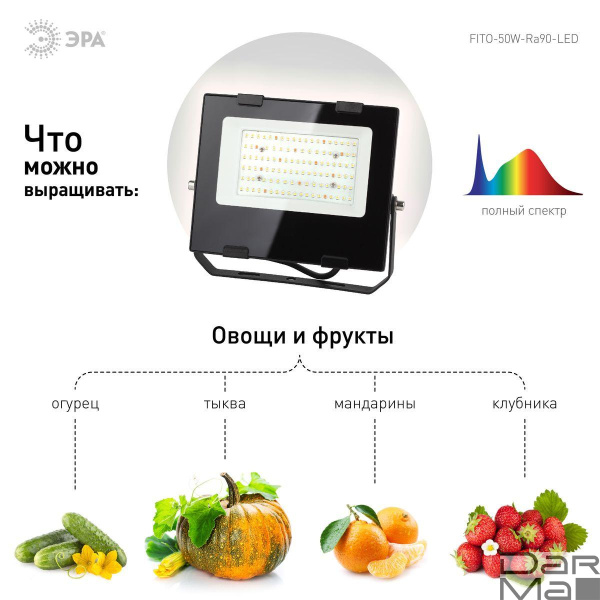 Прожектор светодиодный для растений ЭРА Fito-50W-Ra90-Led Б0047875
