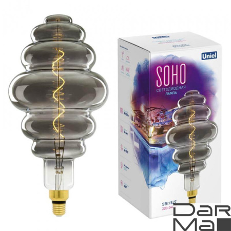 Лампа светодиодная филаментная Uniel E27 5W 2250K серая LED-SF40-5W/Soho/E27/CW Chrome/Smoke GLS77CR UL-00005920