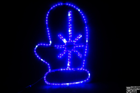 Мотив 2D  из дюралайта "Варежка", цвет  белый Синяя флеш