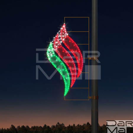 Светодиодная консоль DarMa "Флаг-всполох" на металлокаркасе, цвет: R/G/W, 140см х 70см