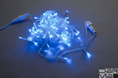 LED-PLS-100-10M-240V-B/C-W/O, синяя / прозрачный провод 20, IP-54, соединяемая (без силового шнура)