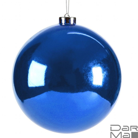 Елочный пластиковый шар 10см Синий глянцевый