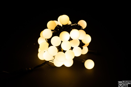 Гирлянда LED Шарики Белая теплая 10м ф40мм Чейзинг ПВХ черный провод
