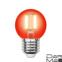 Лампа светодиодная филаментная Uniel E27 5W красная LED-G45-5W/RED/E27 GLA02RD UL-00002986
