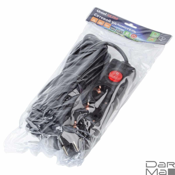 Удлинитель Uniel Ultra 3гн х 7м с/з S-GCU3-7B Black UL-00010020