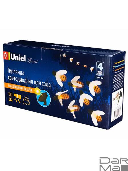 Гирлянда на солнечных батареях 380см разноцветная Uniel Пчелки USL-S-127/PT4000 Bees UL-00004280