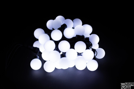 Гирлянда LED Шарики Белая 10м ф40мм Чейзинг ПВХ черный провод