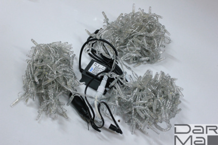 LED-PLS-200*3-20M-24V-W/C-F(W) 3 нити, бел/бел F на прозр. пров. 24V/60W С КОЛПАЧКОМ
