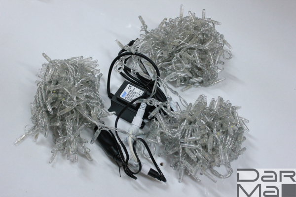 LED-PLS-200*3-20M-24V-W/C-F(W) 3 нити, бел/бел F на прозр. пров. 24V/60W С КОЛПАЧКОМ