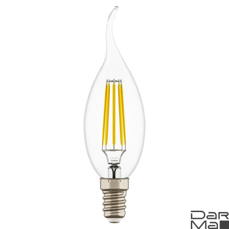 Лампа светодиодная филаментная Lightstar LED Filament E14 6W 3000К свеча на ветру прозрачная 933602