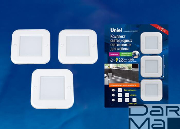 Мебельный светодиодный светильник Uniel ULM-F41-6W/4200K/Dim Sensor IP20 White UL-00002888