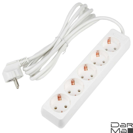 Удлинитель Uniel Ultra 5гн х 3м с/з S-GCU5-3 White UL-00010008