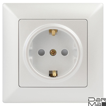 Розетка ЭРА Intro Solo Schuko 2P+E 16A 250V со шторками перламутровый 4-206-06 Б0053686