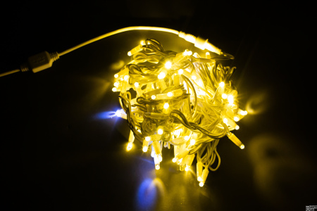 LED Гирлянда-нить (дюраплей) 10 м Белая теплая 100 LED, флэш белый  Каучук б/провода