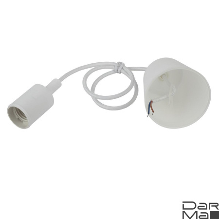 Патрон с подвесом ЭРА белый ACS PTR/P-E27-PLA-WH-CAB Б0048038