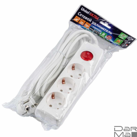 Удлинитель Uniel Ultra 3гн х 3м с/з S-GCU3-3B White UL-00010016