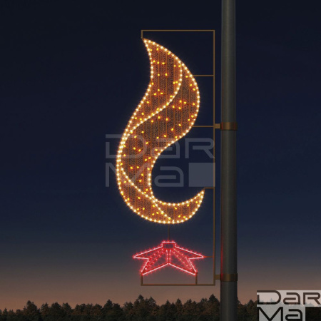 Светодиодная консоль DarMa "Вечный огонь 2" на металлокаркасе, цвет:WW/R, золотой дек