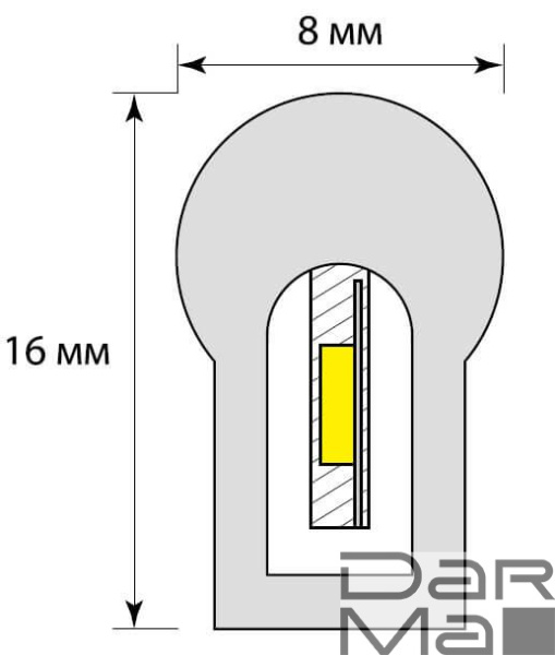 Гибкий неон Uniel 8W/m 120LED/m 2835SMD красный 50M ULS-N21-2835-120LED/m-8mm-IP67-220V-8W/m-50M-Red UL-00003770