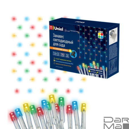 Гирлянда на солнечных батареях Uniel Занавес USL-S-132/PT1515 Multicolor Curtain UL-00006539