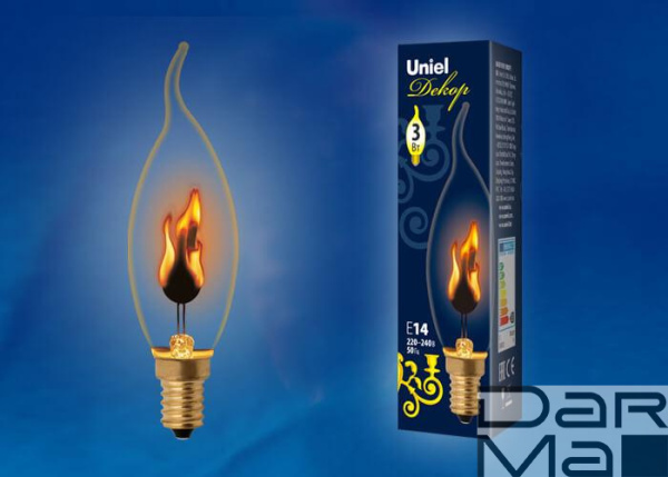 Лампа накаливания Uniel E14 3W золотистая IL-N-CW35-3/RED-FLAME/E14/CL UL-00002982