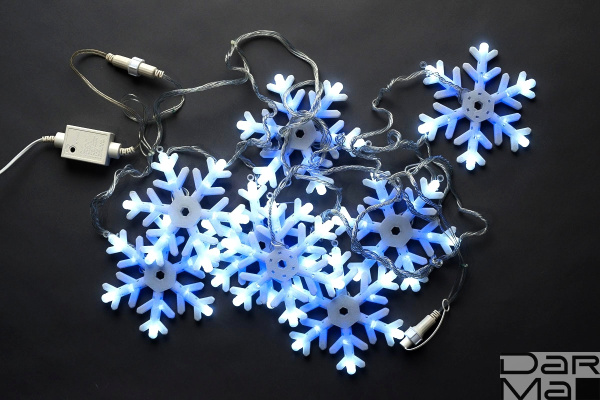 СНЕЖИНКИ с контр.LED-SNOW-FZ(198)-8-2.5M-230V-W/B