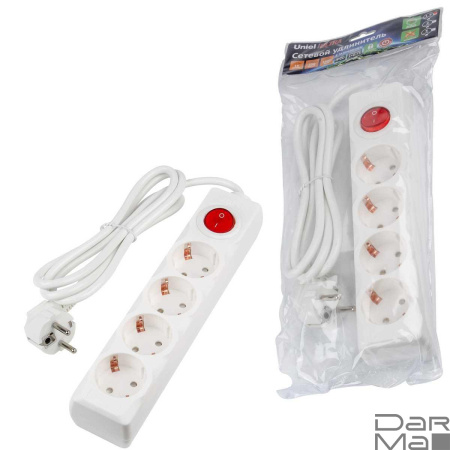 Удлинитель Uniel Ultra 4гн х 1,5м с/з S-GCU4-1,5B White UL-00010021