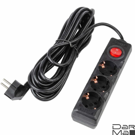 Удлинитель Uniel Ultra 3гн х 7м с/з S-GCU3-7B Black UL-00010020