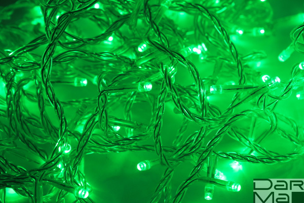 LED-PLS-200*5-20M*5-24V-G/С (20) 5 нит.,зеленые светодиоды на прозрачном пров. с 230V/24V/60W трансф