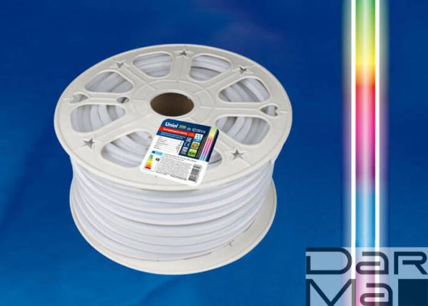 Гибкий неон Uniel 10W/m 80LED/m 5050SMD RGB 50M ULS-N22-5050-80LED/m-8mm-IP67-220V-10W/m-50M-RGB UL-00005581