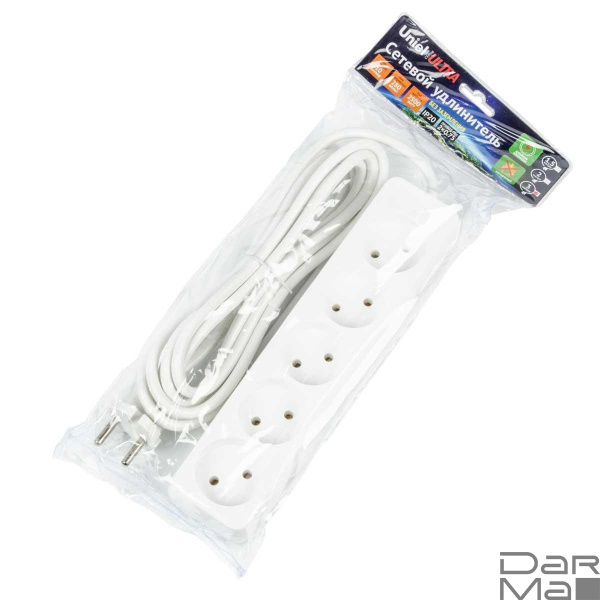 Удлинитель Uniel Ultra 5гн х 3м б/з S-CU5-3 White UL-00009990