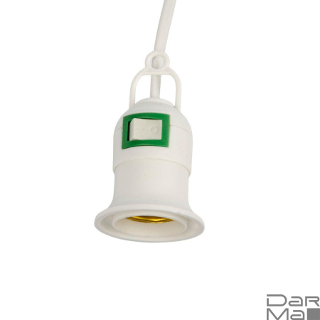Патрон подвесной с выключателем и штепсельной вилкой Uniel DLC-P-T50B/E27 2M White UL-00007434