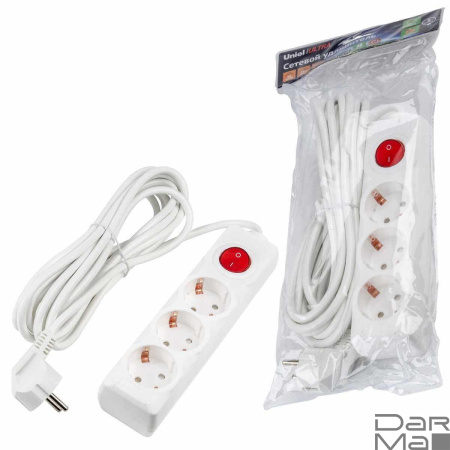 Удлинитель Uniel Ultra 3гн х 5м с/з S-GCU3-5B White UL-00010018