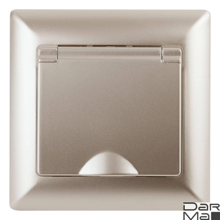 Розетка ЭРА Intro Solo Schuko 2P+E 16A 250V с крышкой шампань 4-203-04 Б0043322