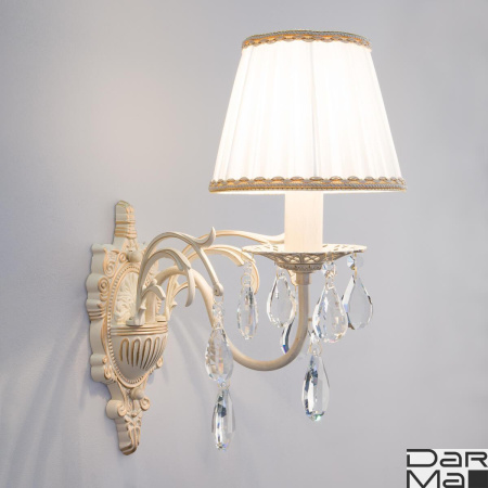 Бра Eurosvet 3637/1 белый с золотом/прозрачный хрусталь Strotskis