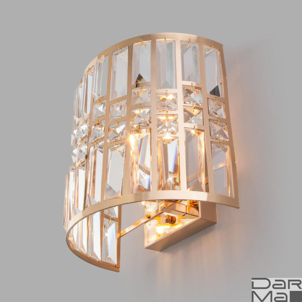 Настенный светильник Eurosvet Lory 10125/2 золото/прозрачный хрусталь Strotskis (10116/2)