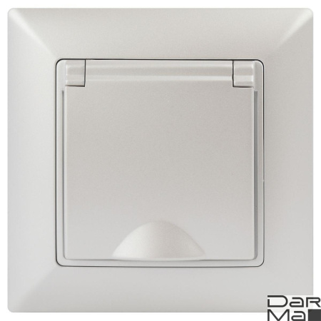 Розетка ЭРА Intro Solo Schuko 2P+E 16A 250V с крышкой перламутровый 4-203-06 Б0053662