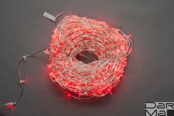 LED-LP-15СМ-100M-12V-R, Красный цвет, прозрачный провод (без колпачка)