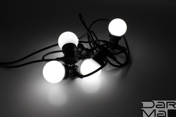 LED-2BLR-G50-20-10M-240V-W/BL, Белт-лайт с лампами, белый/черный пр.