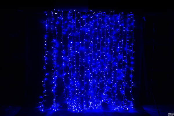 Светодиодная гирлянда ""Занавес"" 2х1,5 Синий ФЛЭШ белый провод КАУЧУК 400LED "