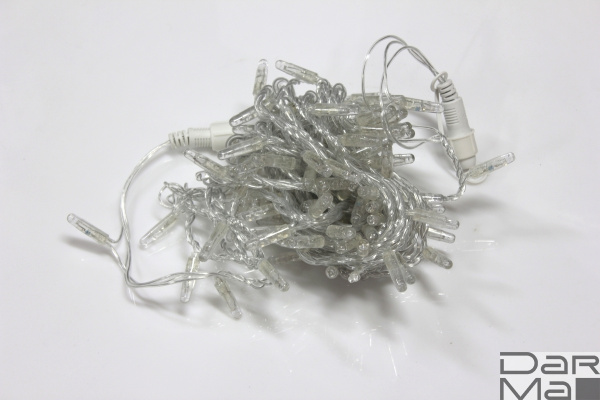 LED-PLS-100-10M-240V-M/C-F(W)-W/O, Мульти/белый флэш на прозр. пр., соед.(без шнура) С КОЛПАЧКОМ