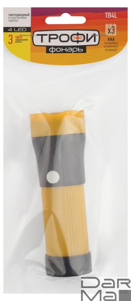 Ручной светодиодный фонарь ЭРА Трофи от батареек 125х43 30 лм TB4L Б0025679