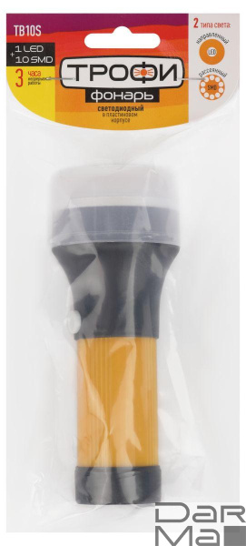 Ручной светодиодный фонарь ЭРА Трофи от батареек 141х54 40 лм TB10S Б0025678