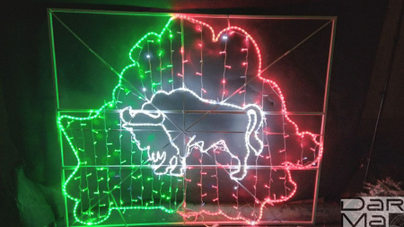 Светодиодная консоль DarMa "Зубр в рамке Беларусь" на металлокаркасе, цвет: R/G, 150см х 1